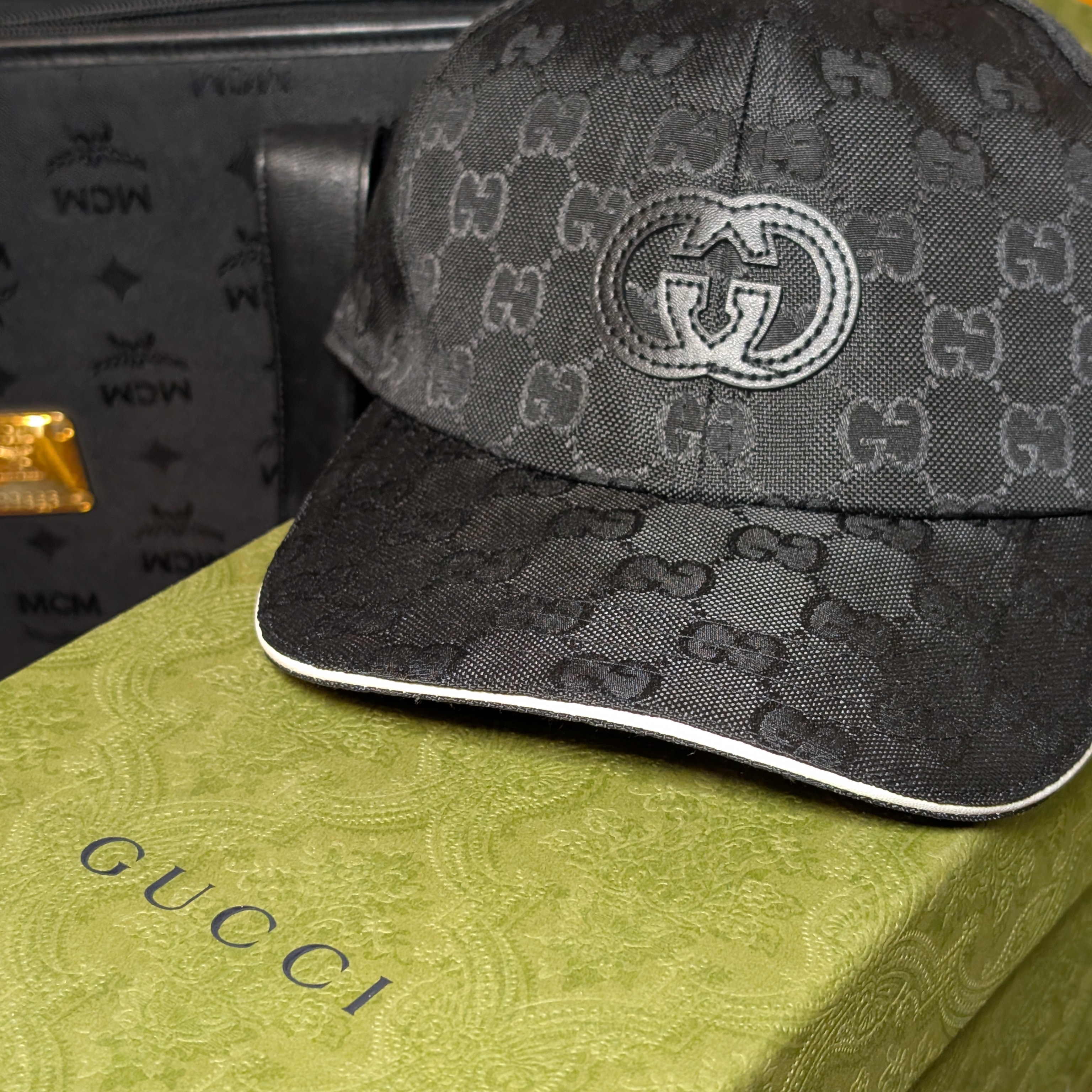 Gucci Box & Black Monogram Baseball Cap
